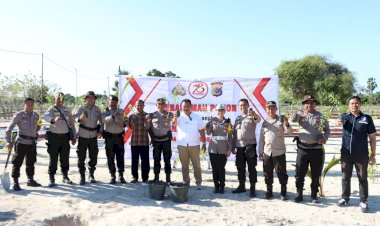 Tanam-Puluhan-Anakan-Pohon-Dihalaman-Gereja-St.-Petrus-Batu-Karang-Liman,-Bukti-Polres-Kupang-Peduli-Lingkungan-Hidup