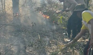 Polsek-Fatuleu-Bersama-Warga-Padamkan-Kebakaran-Hutan-di-Kawasan-KSDA-Camplong