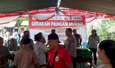 Gerakan-Pangan-Murah-Polres-Kupang,-1-Ton-Beras-Habis-Diserbu-Warga