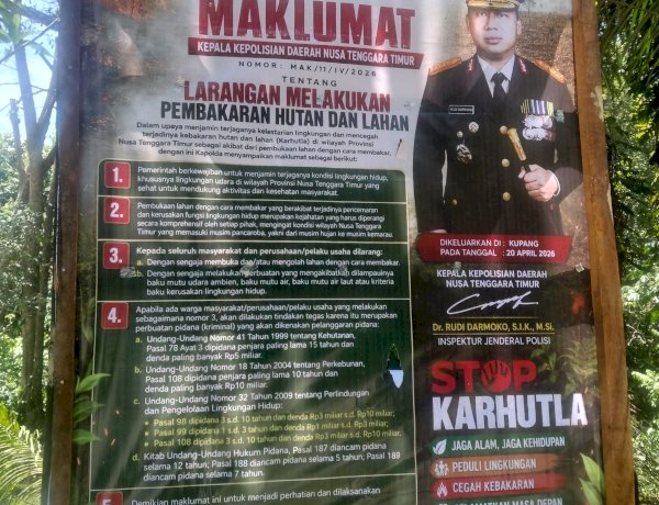 Cegah Karhutlah, Polsek Amarasi Pasang Baliho Maklumat Kapolda NTT di Hutan Lindung Sismeni Sanam