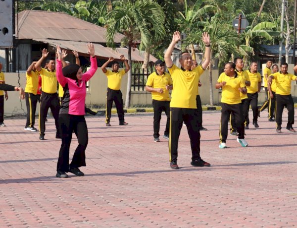 Olahraga Bersama Polres Kupang dan Bhayangkari, Bangun Kebersamaan dan Biasakan Hidup Sehat