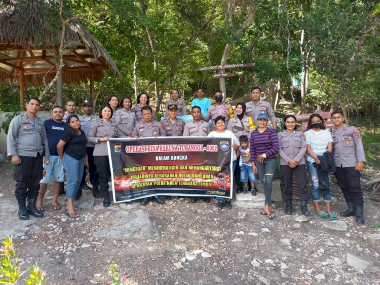 Kolaborasi Tim Operasi Bina Karuna Polda NTT-Polres Kupang Lakukan Binluh Di Lokasi Wisata Fatu Braon