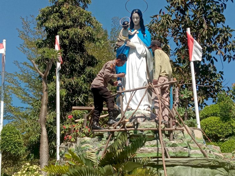 Taman Ziarah Yesus Maria Oebelo Kian Dipercantik Oleh Polres Kupang