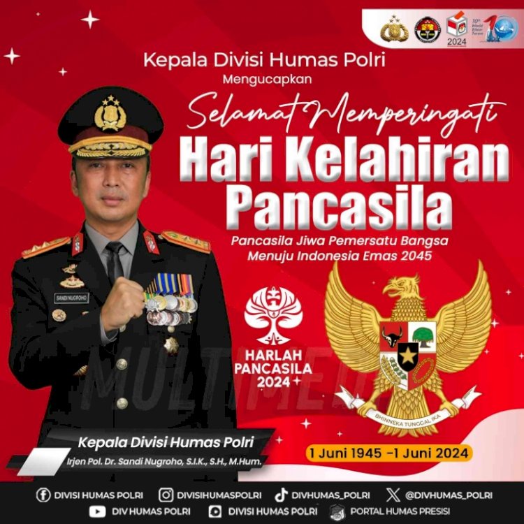 Kadiv Humas Polri Ucapkan Selamat Hari Lahir Pancasila, Perkuat Persatuan Menuju Indonesia Emas 2045