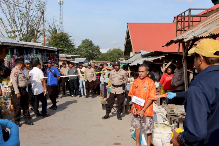 Polres Kupang Gelar Rekonstruksi Kasus Pembunuhan di Pasar Oesao