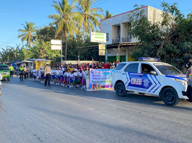 Polres Kupang Berhasil Amankan Jalan Sehat Dalam Rangka HUT SMPK St. Yoseph Noelbaki