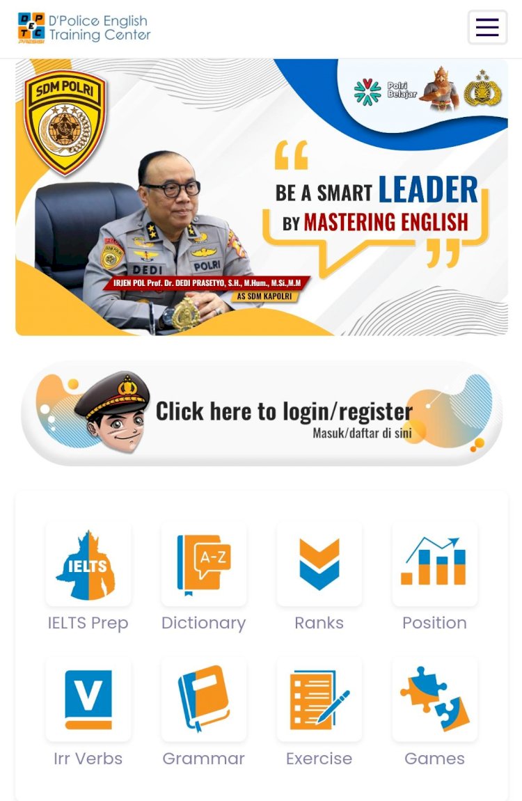 Tingkatkan Kemampuan Bahasa Inggris Personel, SSDM Polri Luncurkan Aplikasi Digital Police English Training