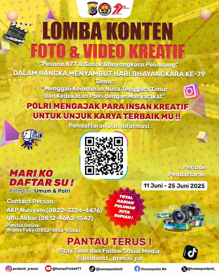 Sambut Hari Bhayangkara ke-79, Polda NTT Gelar Lomba Konten Kreatif dan Karya Tulis Berhadiah Puluhan Juta Rupiah