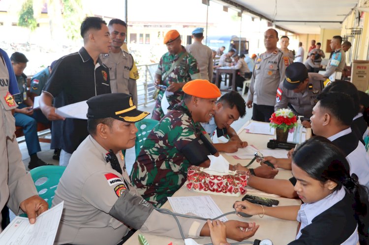 Bakti Kesehatan Sambut Hari Bhayangkara ke-79, Sidokkes Polres Kupang Gandeng PMI NTT Gelar Donor Darah Personil Gabungan TNI-Polri dan Pol PP