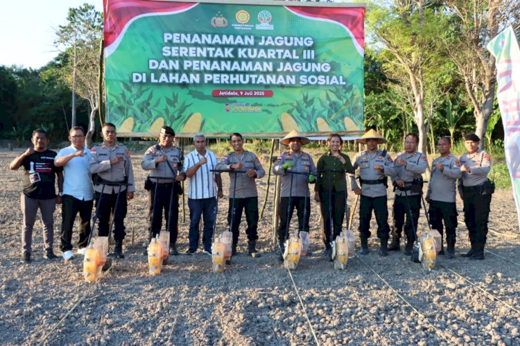 Dukung Swasembada Pangan Polres Kupang Gelar Penanaman Jagung Serentak Kuartal III dan Pemanfaatan Lahan Perhutanan Sosial