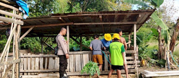 Bhabinkamtibmas Desa Hueknutu dan Oesusu Dorong Warga Bangun Peternakan Ayam untuk Ketahanan Pangan