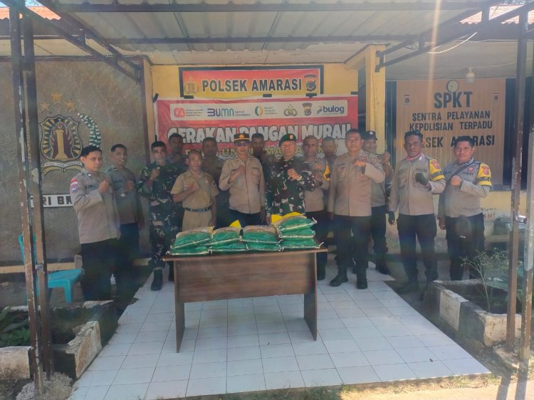 Lanjutan GPM Polri, Polres Kupang Tebar 4,5 Ton Beras Murah di Amarasi