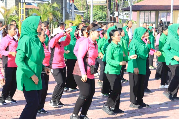 Sinergi Bhayangkari dan Persit: Olahraga Bersama di Polres Kupang Penuh Sukacita Sambut HKGB ke-73
