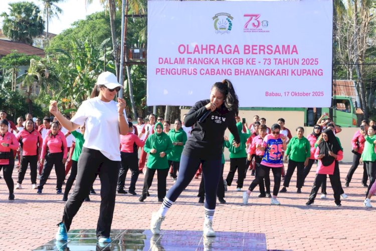 Sinergi Bhayangkari dan Persit: Olahraga Bersama di Polres Kupang Penuh Sukacita Sambut HKGB ke-73