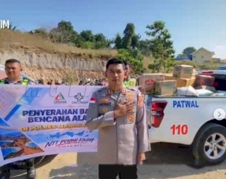 Polres Manggarai Timur Kawal Penyaluran Bantuan Bencana Gempa di Kota Ndora